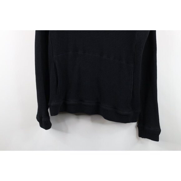 Armani Exchange Mens Large Spell Out Leather Trim Thermal Waffle Knit Hoodie - Picture 3 of 13